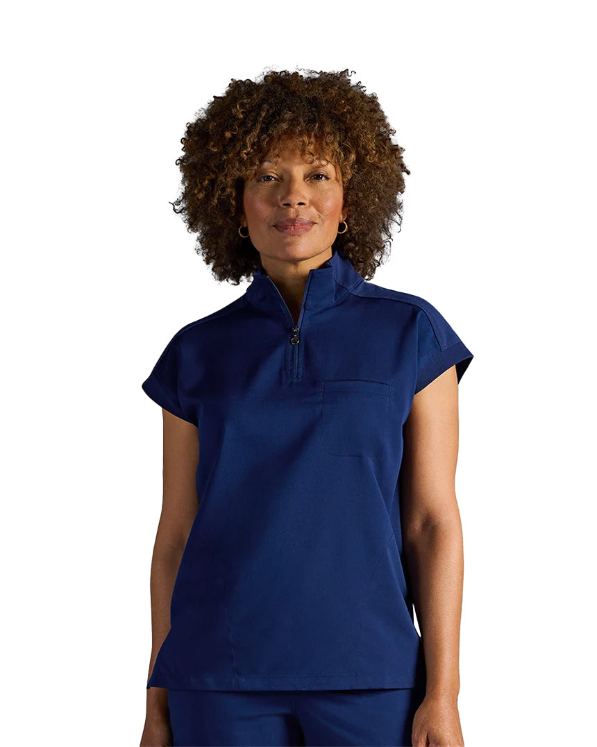 Dr. Kwane & Healing Hands - Women's Vienna Quarter Zip Scrub Top (HH603A) - Navy, M image