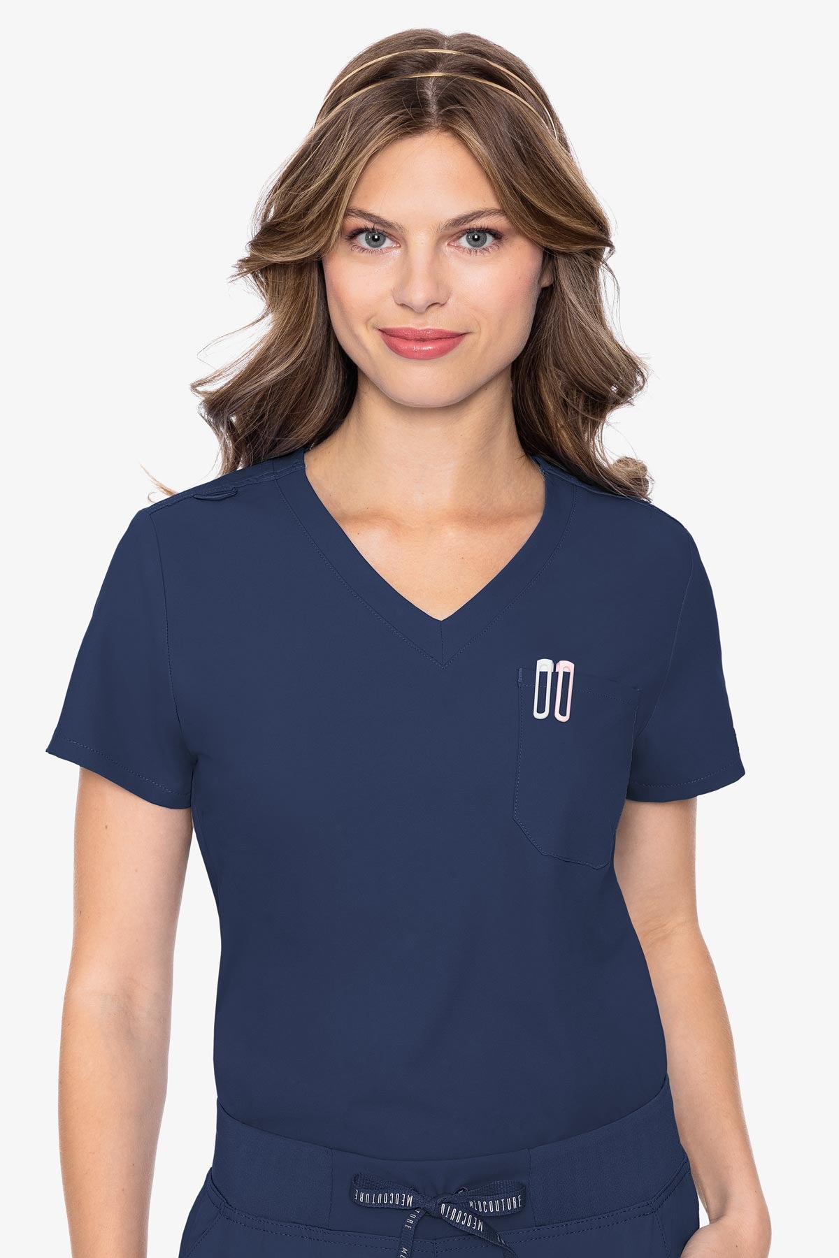 Med Couture Insight One Pocket Top (MC2432) - Navy, M image