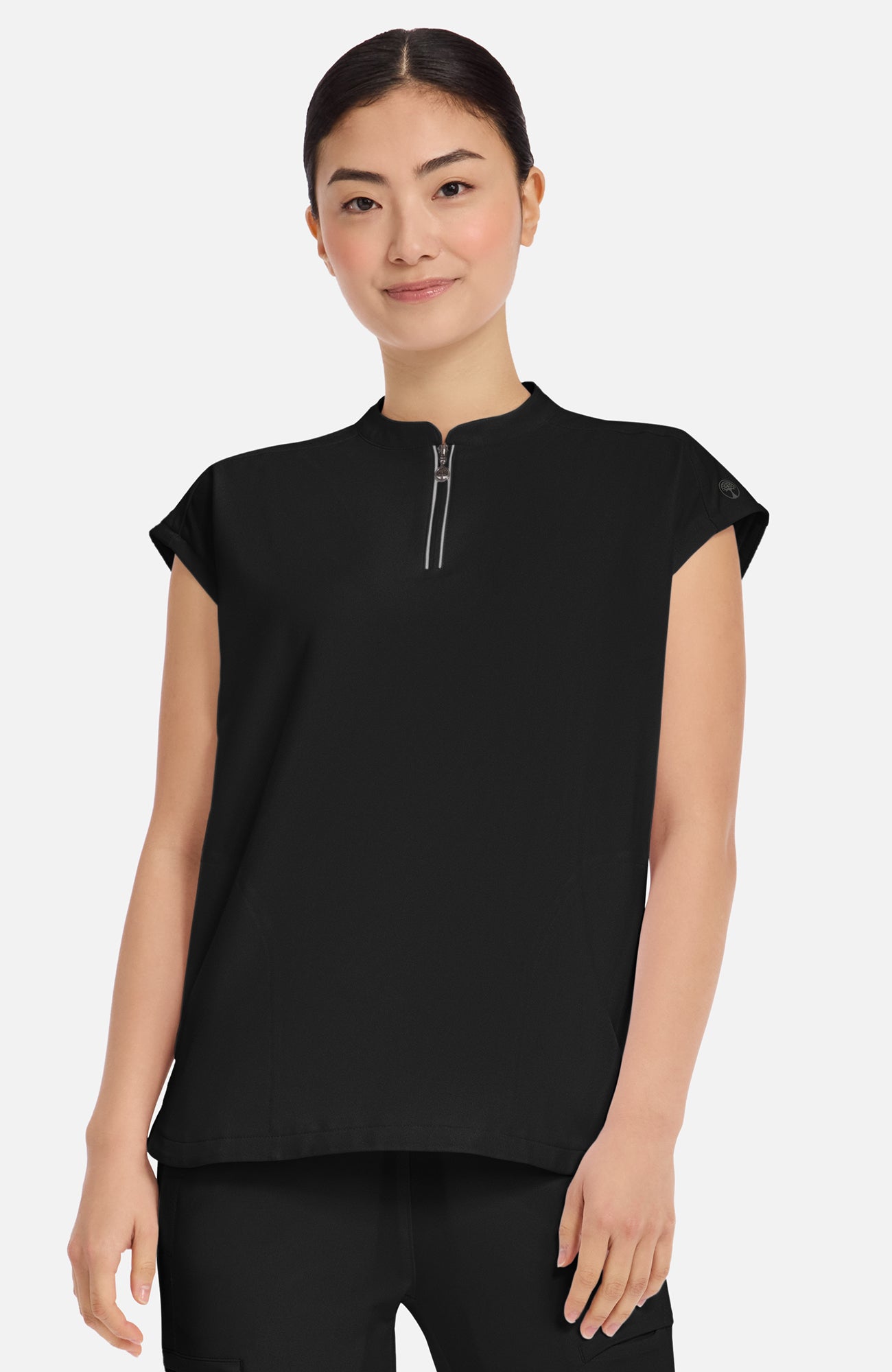 Women's Sandy Zip Mandarin Collar Scrub Top
