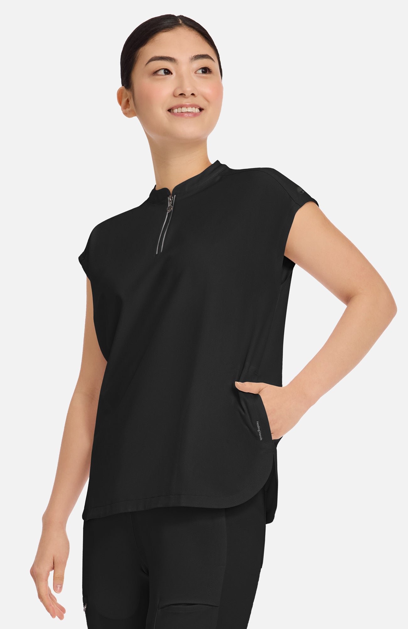 Women's Sandy Zip Mandarin Collar Scrub Top