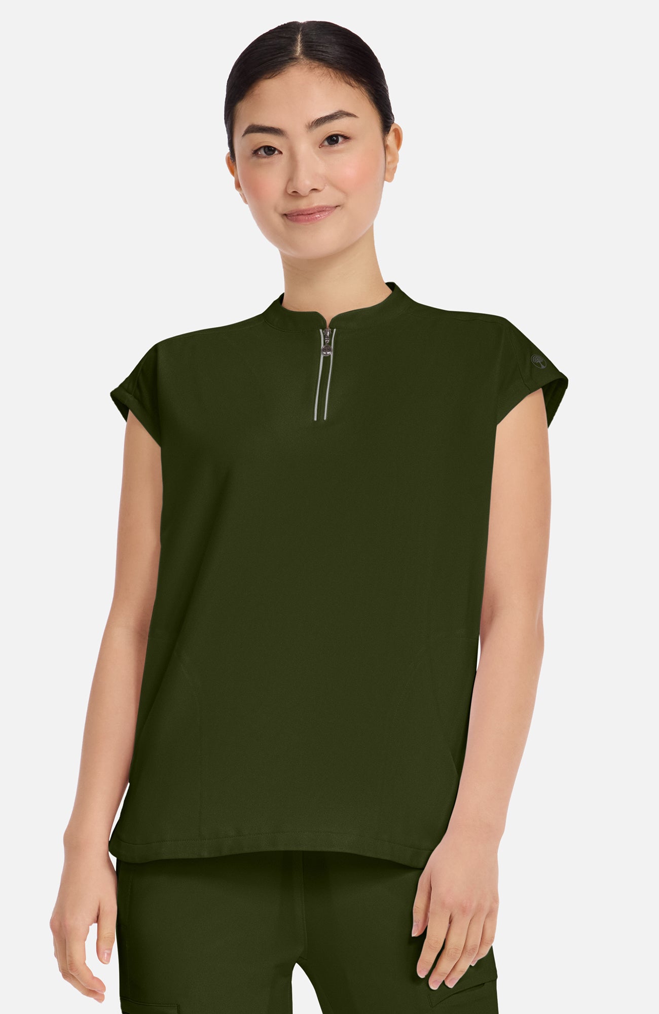 Women's Sandy Zip Mandarin Collar Scrub Top