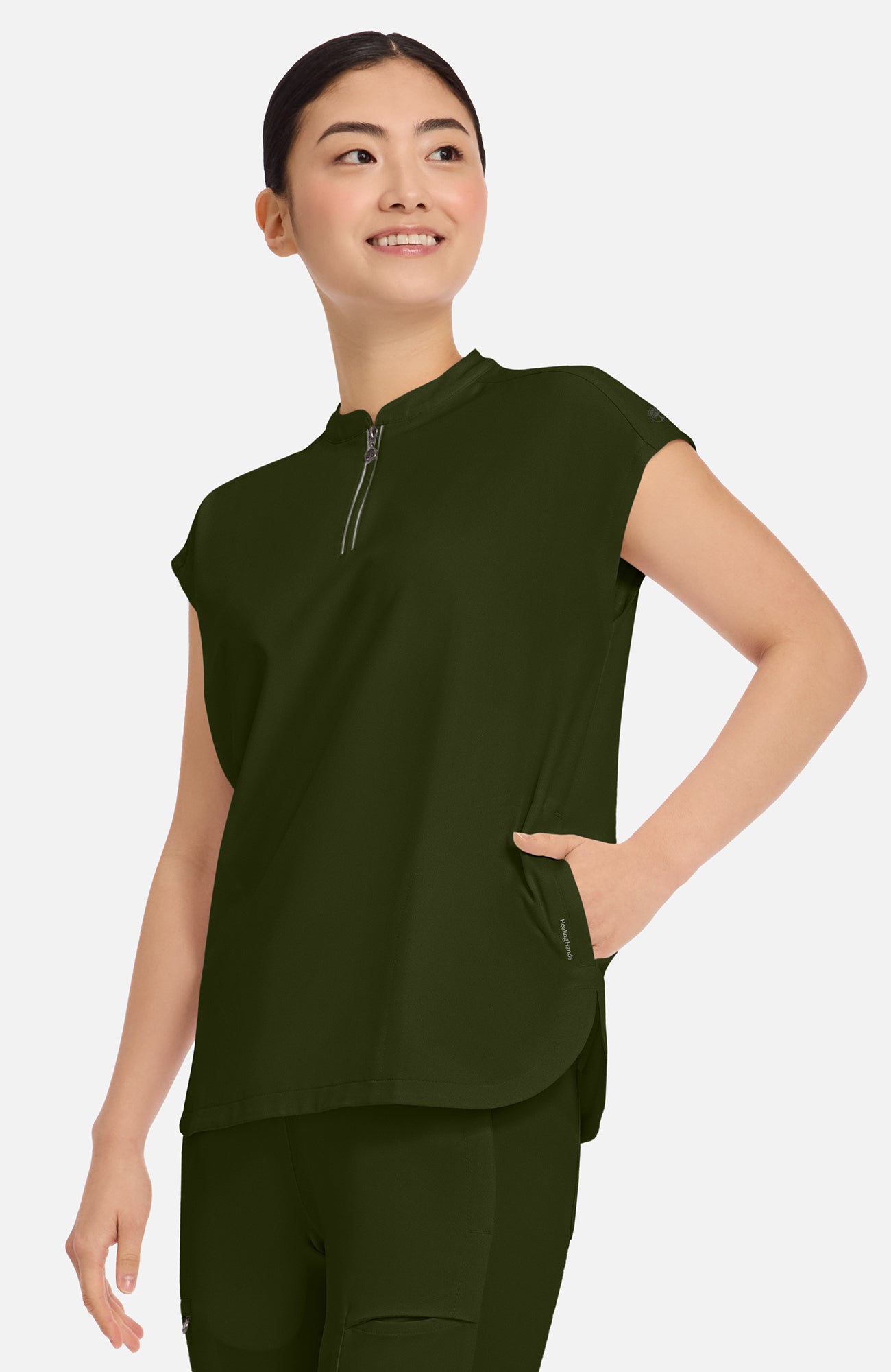 Women's Sandy Zip Mandarin Collar Scrub Top