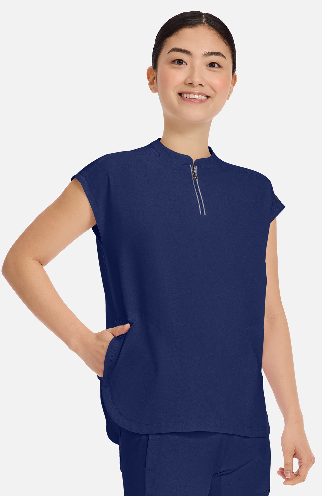Women's Sandy Zip Mandarin Collar Scrub Top