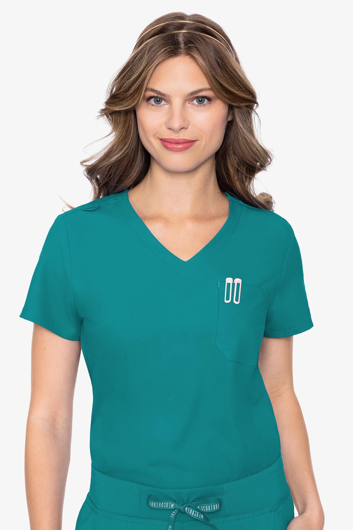 Med Couture Insight One Pocket Top (MC2432) - Teal, 2XL image