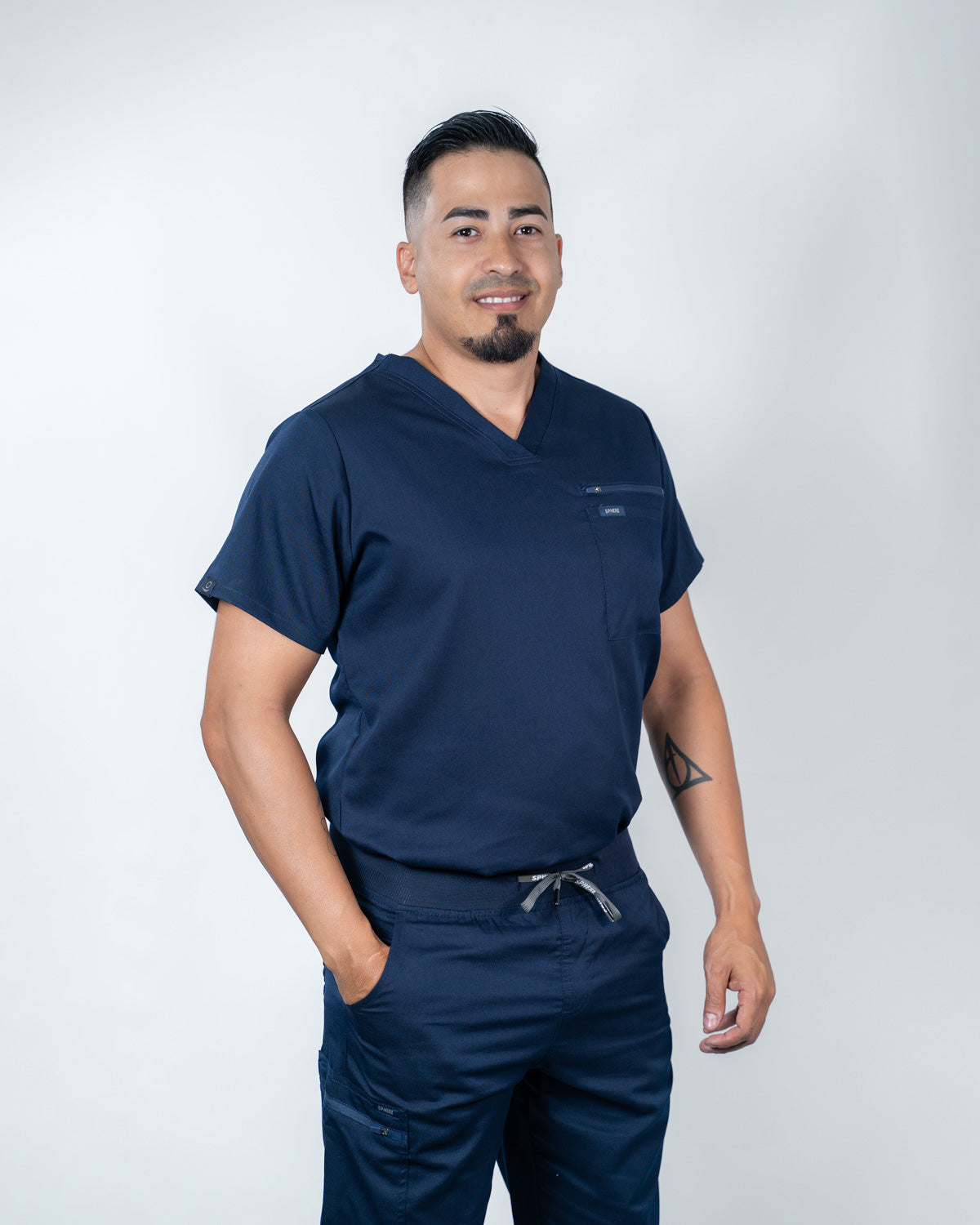 Sphere Scrubs - Cairo Men's V-Neck Top (GRT04) - Navy, M image