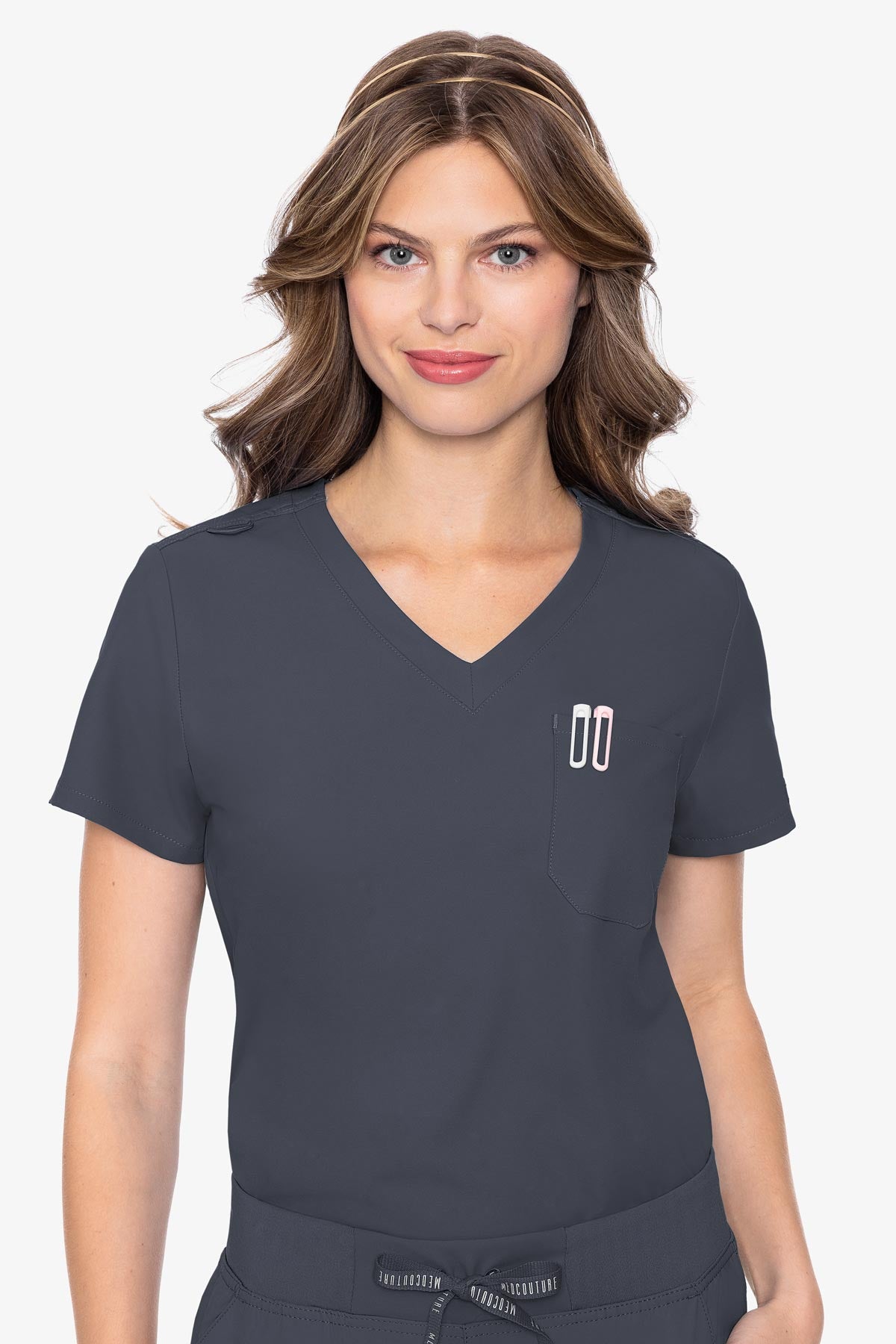 Med Couture Insight One Pocket Top (MC2432) - Pewter, S image