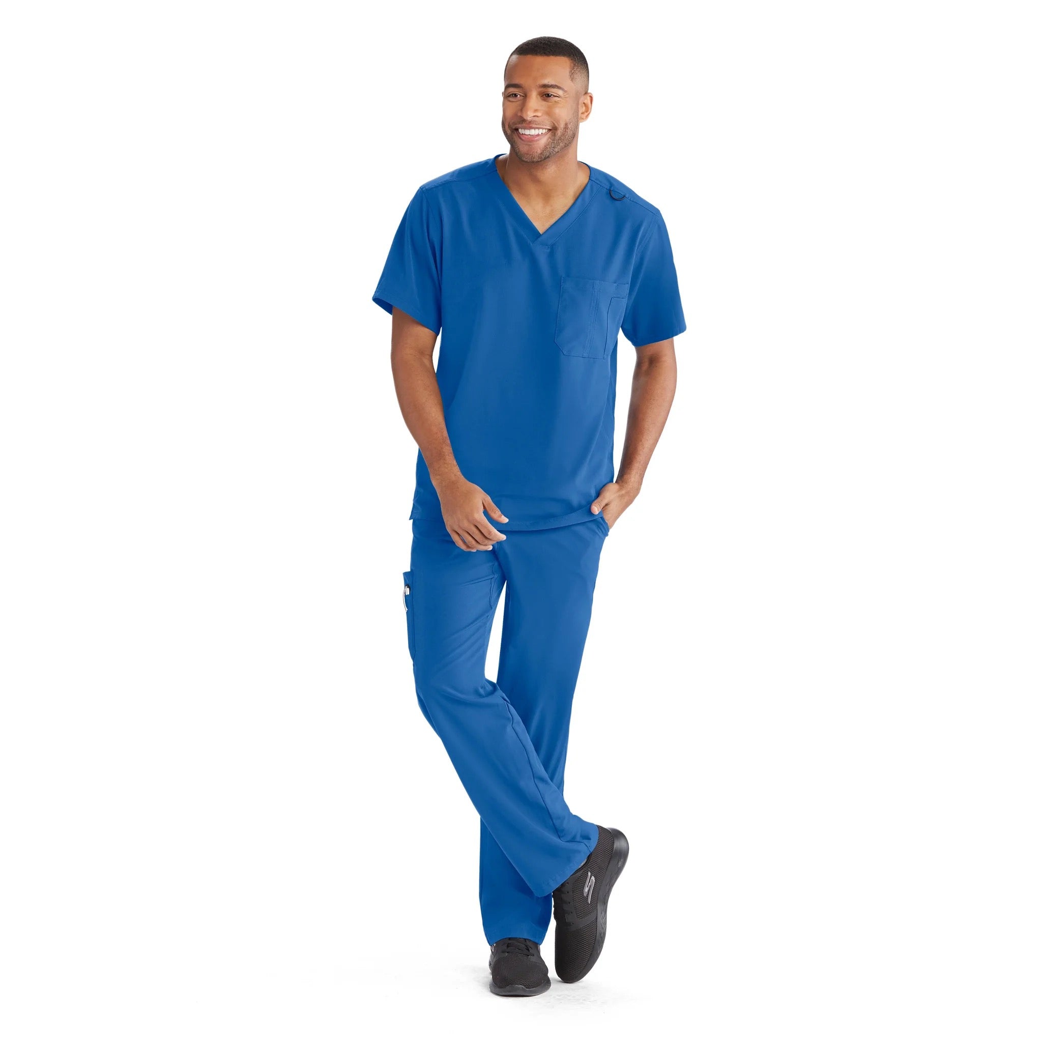 Mens V-Neck Cargo Pocket Scrub Top (SK0112) - XL, New Royal image