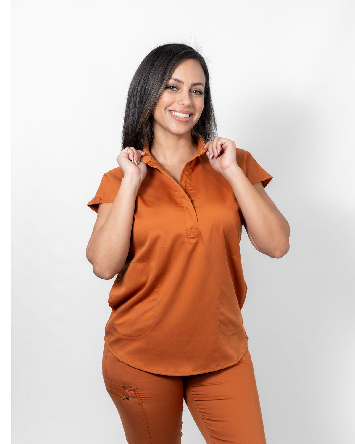 Sphere Scrubs - Fedora Collar Top (GRT01) - Terra, M image