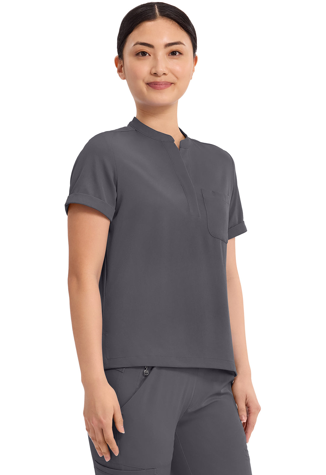 HH Works Macy Mandarin Collar Tuck In Scrub Top HH650